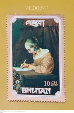 Bhutan Painting Terborchi Woman Writing a Letter Mint PC00741