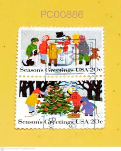 USA Se-tenant Season's Greetings Christmas Used PC00886