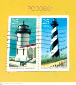 USA Se-tenant Light House Admiralty Head and Cape Hatteras Used PC00891