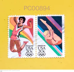 USA Se-tenant Olympics 1984 Athletics Gymnastics Used PC00894