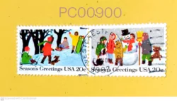 USA Se-tenant Season's Greetings Christmas Used PC00900