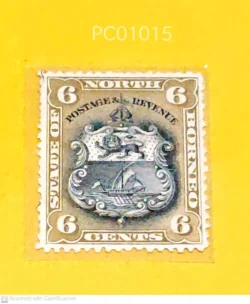 North Borneo (Now Malaysia) Coat of Arms Emblem Ship 6 cents UMM PC01015