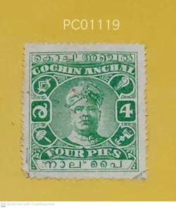 India Pre-Independence Cochin Anchal King four Pies Used PC01119