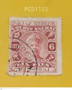 India Pre-Independence Cochin Anchal King Six Pies Used PC01123