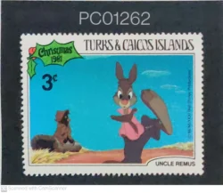 Turks & Caicos Islands Uncle Remus Christmas 1981 Disney Cartoons UMM PC01262