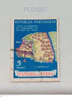 Portuguese India Pre-Independence 4th Anniversary of the Founding of the state of India Map Used PC01357