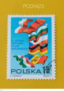 Poland 20th Anniversary of Warsaw Pact Flags Used PC01423
