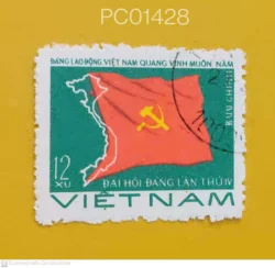 Vietnam 4th Congress of Vietnam Workers Party Flag Used PC01428