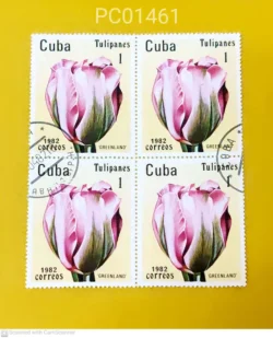 Cuba Greenland Tulip Flower 1982 Blk of 4 Used PC01461