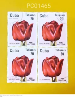 Cuba La Tulipe Noire Tulip Flower 1982 Blk of 4 Used PC01465
