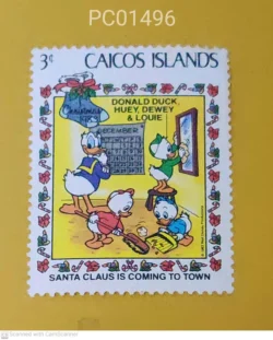 Caicos Islands Donald Duck Huey Dewey and Louie Santa Claus is Coming to Town Cartoons Unmounted Mint PC01496
