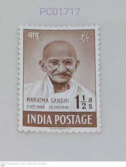 India 1948 Mahatma Gandhi 1.5 Annas Gum Washed Unmounted Mint PC01717