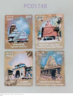 India 2003 Temple Architecture Hinduism Set of 4 Used PC01748
