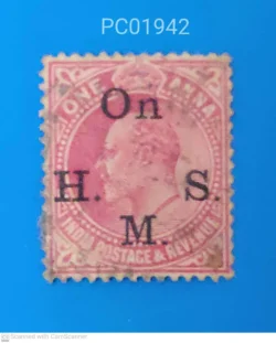 India Pre-Independence King Edward Overprint On H.M.S One Anna Used PC01942