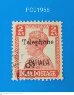 India Pre-Independence King George 2 Annas Overprint Patiala State Telephone Rare Used PC01958 India Pre-Independence King George 2 Annas Overprint Patiala State Telephone Rare Used PC01958