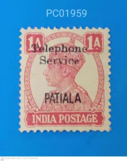 India Pre-Independence King George 1 Annas Overprint Patiala State Telephone Services Rare Used PC01959