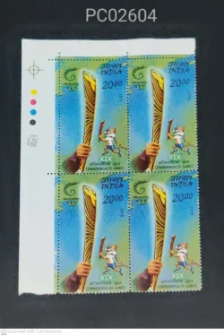 India 2010 XIX Commonwealth Games Tourch Blk of 4 mint traffic light - PC02604