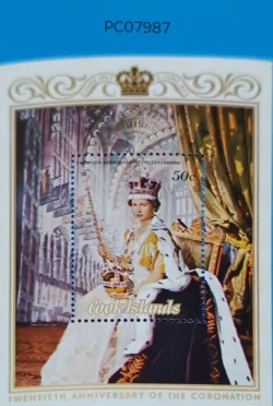Cook Islands 20th anniversary of Coronation of Queen Elizabeth Miniature sheet UMM PC07987