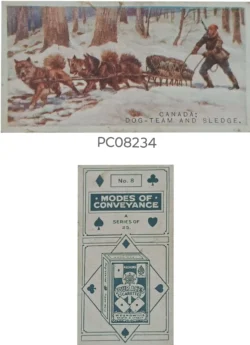Cigarette Cards Mode of Conveyance Dog Team and Sledge Canada with Details on Reverse PC08234