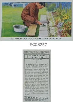 Cigarette Cards Garden Hints A Concrete edge to the flower border with Details on Reverse PC08257