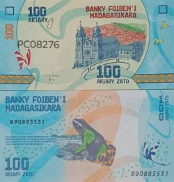Madagascar 100 Ariary 100 Hundred Frog Ambozontany Cathedral Uncirculated Currency Note Only for Collection Purpose PC08276