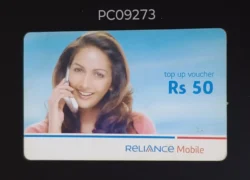 India Reliance Mobile Rs.50 Recharge Card Top up Voucher Used PC09273