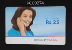 India Reliance Mobile Rs.25 Recharge Card Top up Voucher Used PC09274