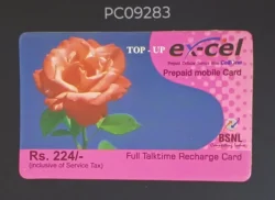 India BSNL Cellone Excel Full Time Rs.224 Prepaid Mobile Card Rose Flower Used PC09283