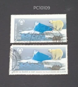 India 2009 Preserve the Polar Regions and Glaciers Error Vertical and Horizontal Perforation Shifted Used- PC10109