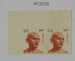 India 1991 100 Gandhi Pair Error Crease Printed on Paper Fold UMM- PC10131
