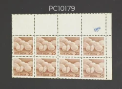 India 1979 25 Egg Poultry Birds Block of 12 Error Four stamps not Printed due to Misperforation UMM - PC10179