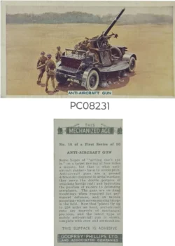 Cigarette Cards Anti Aircraft Gun with Details on Reverse PC08231