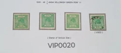 India Pre Independence 1935 Feudatory State Barwani 1935-48 Half Anna Yellowish Green 4 different stamps of different size - VIP0020