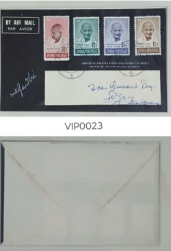 India 1948 Mahatma Gandi Mourning Cover with set of 4 to Switzerland with Sept 1948 Postmark Rare - VIP0023