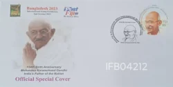 Fiji 2023 Bangladesh International Stamp Exhibition Mahatma Gandhi 154th Birth Anniversary Special Cover IFB04212