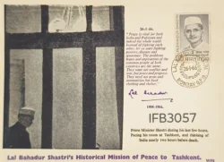 India 1966 Lal Bahadur Shastri Historical Mission of Peace to Tashkent Picture postcard Stamp tied and Bombay Cancelled Rare IFB03057