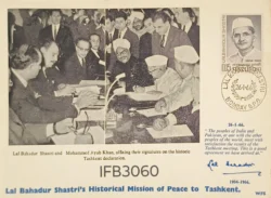India 1966 Lal Bahadur Shastri Historical Mission of Peace to Tashkent Picture postcard Stamp tied and Bombay Cancelled Rare IFB03060