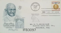 USA 1961 Honouring Mahatma Gandhi Champion of Liberty FDC Washington Cancelled IFB03097