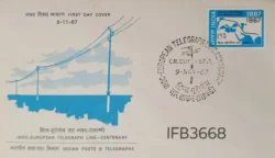 India 1967 Indo European Telegraph Line Centenary FDC Calcutta Cancelled IFB03668