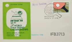 India 1975 INTAB 33rd World Table Tennis First Session Special Cover Calcutta Cancelled IFB03713