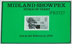 UK Britan 1974 Midland Showpex Stoke on Trent Mahatma Gandhi Stamp Card IFB03727