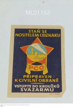Czechoslovakia Become a Badge Wearer Civil Defence matchbox Label ML01152