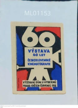 Czechoslovakia Exhibition of 60 years of Czechoslovakia Cinematography Building matchbox Label ML01153