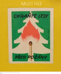 Czechoslovakia Protect The Forest Before Fire matchbox Label ML01163
