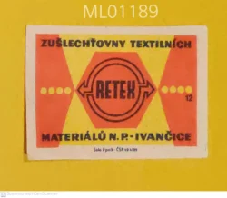 Czechoslovakia Retex Textiles Processing Plant matchbox Label ML01189