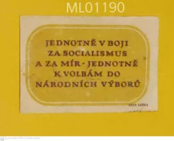 Czechoslovakia United in The fight for Socialism and Peace matchbox Label ML01190