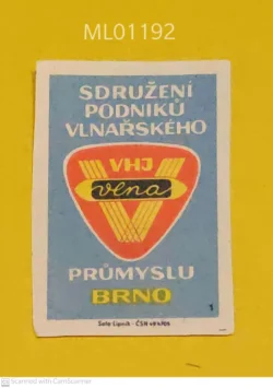 Czechoslovakia Association of Wollen Enterprises matchbox Label ML01192