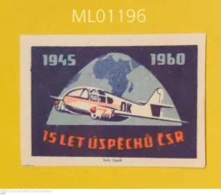 Czechoslovakia 15 years of Czechoslovak success Aviation Plane matchbox Label ML01196