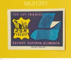 Czechoslovakia Gustav Climent Factories 130 years Fabric matchbox Label ML01201