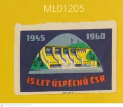 Czechoslovakia 15 years of Czechoslovak success Dam matchbox Label ML01205